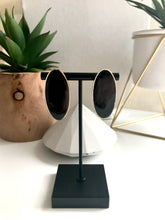 Load image into Gallery viewer, Gold Outlined Oval Studs - Black