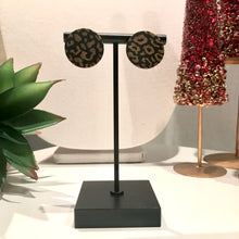 Load image into Gallery viewer, Large Round Studs - Black and Gold Leopard