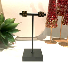 Load image into Gallery viewer, Square Studs - Black and Gold Leopard