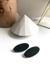 Load image into Gallery viewer, Gold Outlined Oval Studs - Black