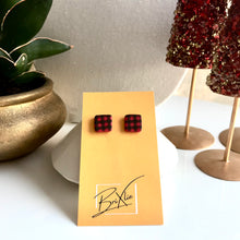 Load image into Gallery viewer, Square Studs - Buffalo Plaid