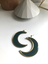 Load image into Gallery viewer, Large Moon Dangles - Forrest Green