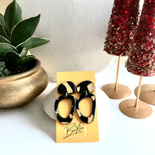 Load image into Gallery viewer, Double Abstract Dangles - Black and Gold Gloss