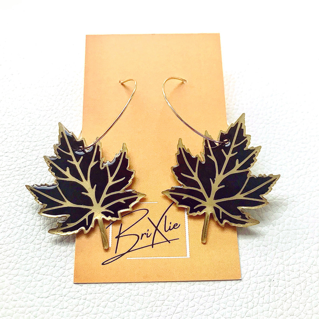 Black and Gold Maple Leaf Dangles