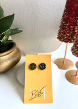 Load image into Gallery viewer, Round Studs - Black and Gold Leopard
