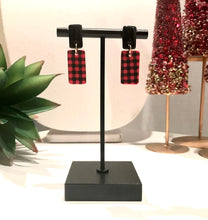 Load image into Gallery viewer, Double Rectangle Dangles - Buffalo Plaid
